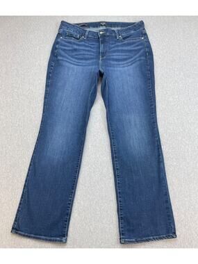 NYDJ Jeans Womens Blue 14 Cotton Blend Stretch Marilyn Straight High-Rise